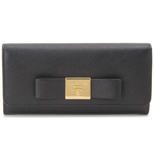Prada long wallet black Pass on upper left front